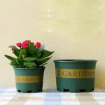 3 Gallon Flower Pots Plant Nursery Pots Plastic Pots Creative Gallons Pots with Tray,Size:26.5*24.5*24.5cm, Random Text Background Color Delivery - Image 2