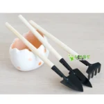 4pcs Rake Shovel Digging Trowel 3 in 1 Wooden Handle Metal Head Mini Garden Plant Tool Gardening Tool - Image 3