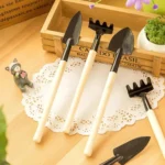 4pcs Rake Shovel Digging Trowel 3 in 1 Wooden Handle Metal Head Mini Garden Plant Tool Gardening Tool - Image 5