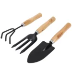 Rake Shovel Digging Trowel 3 in 1 Wooden Handle Metal Head Mini Garden Plant Tool Gardening Tool Garden Flower Tools Garden Tools Combination Set - Image 2