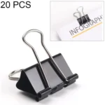 20PCS 51mm Black Metal Clip Notes Letter Paper Clip Office Bind