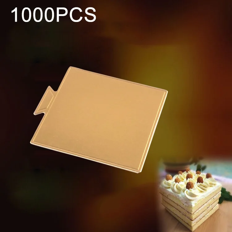 HC7663.webp 100 / Pack Small Square Cake Cardboard Pad Thick Rigid Golden Cake Mousse Cake Mat - Image 1