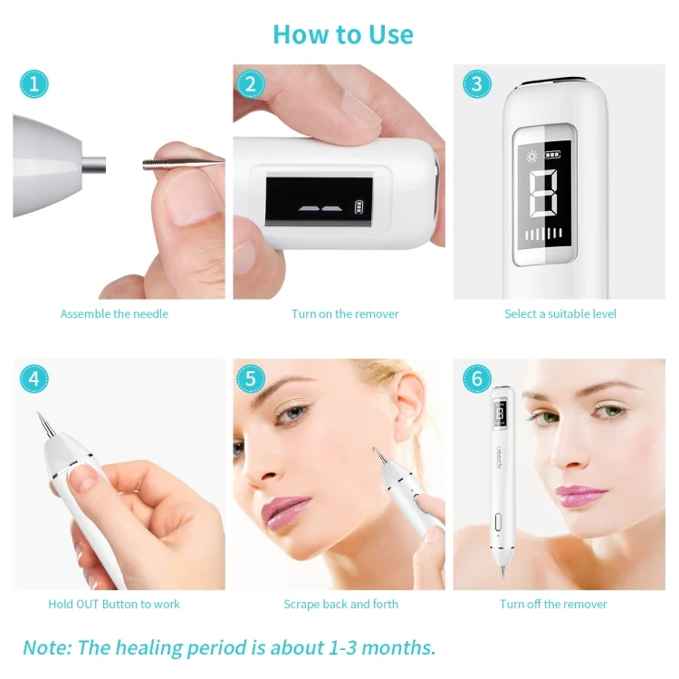 HC7966Q_7.webp Xpreen XPRE061 Professional Dark Spot Remover Freckle Tattoo Chargeable Wart Mole Remover, with LED Screen and Spotlight - Image 8