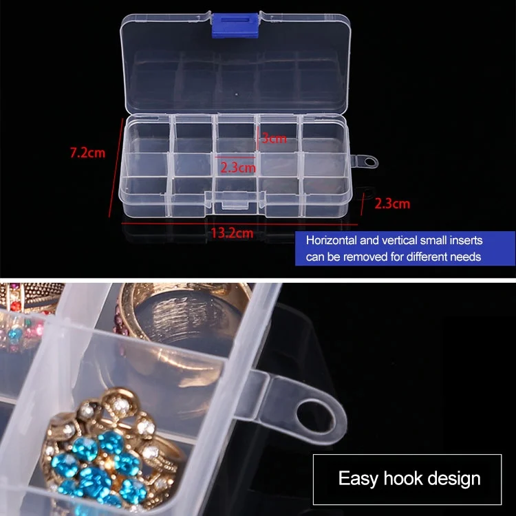 HC8102FL_5.webp 10 PCS Removable Grid Plastic Box Organizer for Jewelry Earring Fishing Hook Small Accessories, Size: Small, 10 Slots - Image 7
