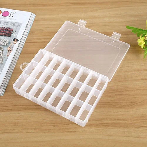 HC8103_1.webp Plastic Removable Grid 24 Slots Box Organizer Storage Container for Jewelry Earring - Image 2