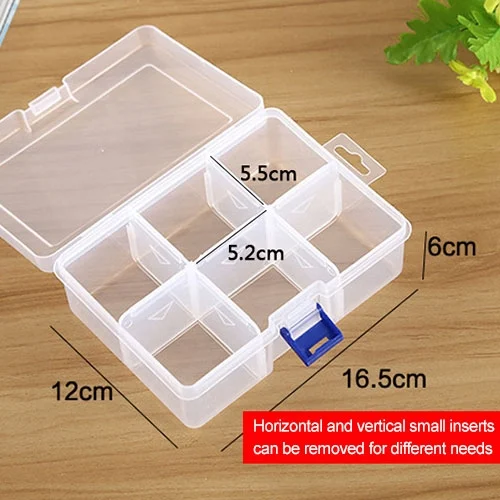 HC8105_5.webp Plastic Jewelry Box Organizer Storage Container with Adjustable Dividers, Size: Large, 6 Slots - Image 6