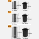 Fashion Round Stainless Steel Household Hotel Office Covered Pedal Trash Bin, Size: 5L - Image 9