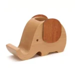Wooden Cute Elephant Multi-functional Offical Mini Lazy Bracket Phone Holder Pen holder - Image 2