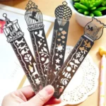 5 PCS Delicate Hollow Out Pattern Bookmark Ultra-thin Metal Bookmark Tape Ruler Fashion Bookmarks for School Office Supplies, Random Pattern Delivery - Image 4