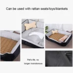 Dog Bone Pattern Big Soft Warm Kennel Pet Dog Cat Mat Blanket, with Rattan Mat & Blanket Size: S, 60×45×15cm - Image 4