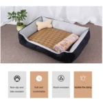 Dog Bone Pattern Big Soft Warm Kennel Pet Dog Cat Mat Blanket, with Rattan Mat & Blanket Size: XS, 50×40×15cm - Image 5