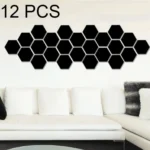 12 PCS 3D Hexagonal Mirror Wall Stickers Set, Size: 4*4cm