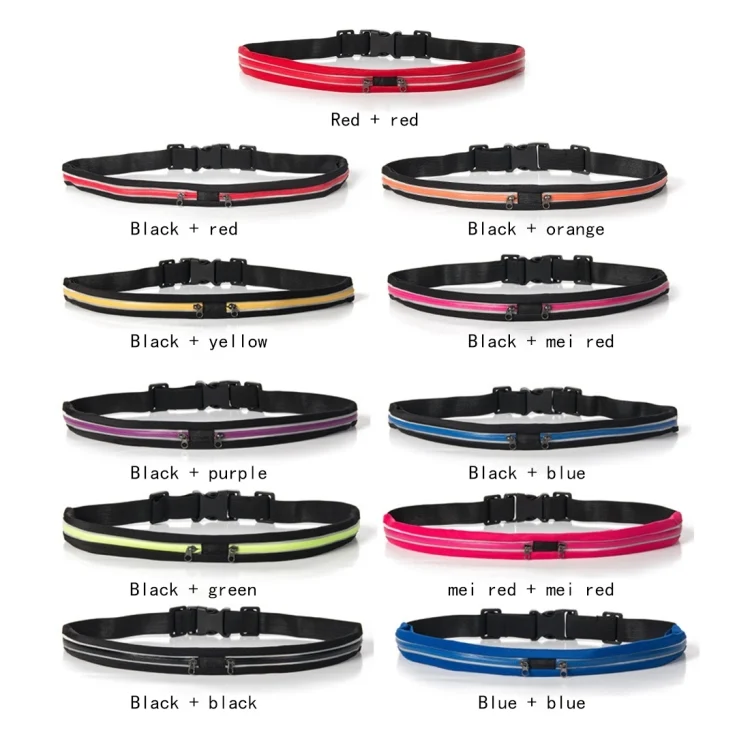 HC8888_1.webp Multifunctional Outdoor Sports Waterproof High Stretch Faux Leather Fabric Double Waist Bag with Night Reflective Strip, Random Color Delivery - Image 2