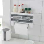 Kitchen Wall Mounted Cling Film Holder Wrap Storage Rack Hanger Rack Cutting Device, Size: 39 x 10 x 24cm - Image 3