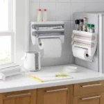 Kitchen Wall Mounted Cling Film Holder Wrap Storage Rack Hanger Rack Cutting Device, Size: 39 x 10 x 24cm - Image 4