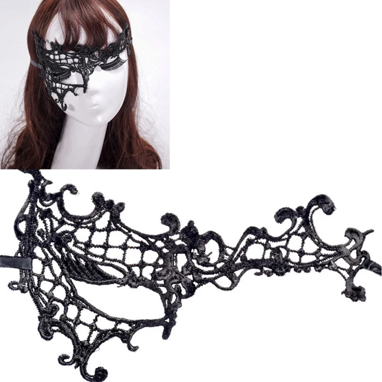HC8965B.webp Halloween Masquerade Party Dance Sexy Lady Semi-eyed Face Lace Mask - Image 1