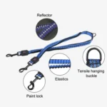 Pet Telescopic Buffer Double Traction Rope Nylon Reflective Braided Rope, Small, Length: 70cm, Random Color Delivery - Image 5