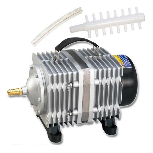 HC9093.webp ACO-018 420W 195L/Min Electromagnetic Air Pump Compressor Seafood Fish Tank Increase Oxygen Air Flow Spliter, US Plug - Image 1