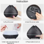 Diamond Wood Grain Remote Control Ultrasonic Humidifier Aromatherapy Machine Automatic Alcohol Sprayer with LED Lights, Capacity: 400mL, US Plug (Light Wood Color) - Image 6