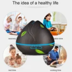 Peach Shape Wood Grain Remote Control Ultrasonic Humidifier Aromatherapy Machine Automatic Alcohol Sprayer with LED Lights, Capacity: 400mL, UK Plug (Dark Wood Color) - Image 8