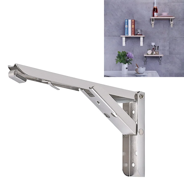 10 inch Wall-mounted Foldable Stainless Steel Spring Storage Shelf for Dining Table