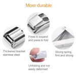 10 inch Wall-mounted Foldable Stainless Steel Spring Storage Shelf for Dining Table - Image 3