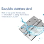 2 PCS Thick Stainless Steel Flat Hinges Home Cabinet Door Hinge, Size: 100x75mm - Image 6