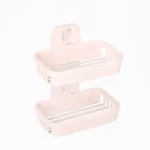 Wall Hanging Traceless Double-deck PP Soap Holder Bathroom Storage Shelf - Image 2