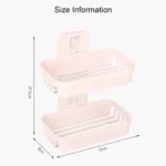 Wall Hanging Traceless Double-deck PP Soap Holder Bathroom Storage Shelf - Image 3