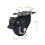 2 PCS 1.5 inch Furniture Cabinet Coffee Table Silent Universal Brake Wheel - Image 2