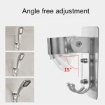 Space Aluminium Showerhead Holder Traceless Adjustable Bath Shower Bracket - Image 7