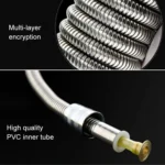 1.5m Flexible Stainless Steel Showerhead Hose Pipe Double Interlock Copper Interface Anti Burst Bath Water Pipe - Image 3