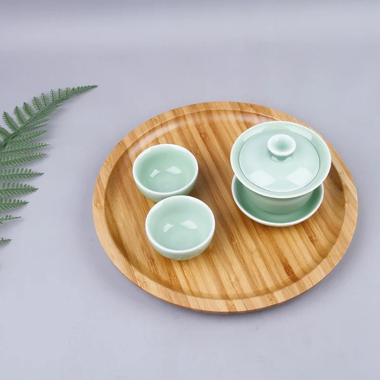 HC9889_4.webp Household Creative Simple Round Bamboo Tea Tray Mini Tea Table, Diameter: 25cm - Image 5