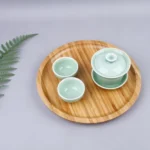 Household Creative Simple Round Bamboo Tea Tray Mini Tea Table, Diameter: 30cm - Image 5