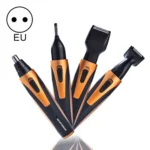 SPORTSMAN Four-in-one Electric Rechargeable Ear Nose Trimmer Beard Face Shaver Eyebrows Hair Trimmer For Men, EU Plug(gold)