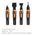 SPORTSMAN Four-in-one Electric Rechargeable Ear Nose Trimmer Beard Face Shaver Eyebrows Hair Trimmer For Men, EU Plug(gold) - Image 3
