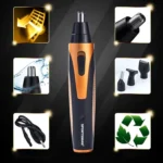 SPORTSMAN Four-in-one Electric Rechargeable Ear Nose Trimmer Beard Face Shaver Eyebrows Hair Trimmer For Men, US Plug(gold 110v) - Image 2
