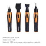 SPORTSMAN Four-in-one Electric Rechargeable Ear Nose Trimmer Beard Face Shaver Eyebrows Hair Trimmer For Men, US Plug(gold 110v) - Image 3