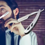 Hairdresser Vintage Razor Stainless Steel Double-sided Blade Holder Haircut Shaved Eyebrow Knife Holder(Silver)