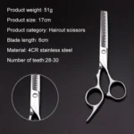Fashion Durable Sharp Hairdressing Hair Cutting Shears/Scissors and Barber Thinning Tooth Shear(Silver Thinning scissor) - Image 4