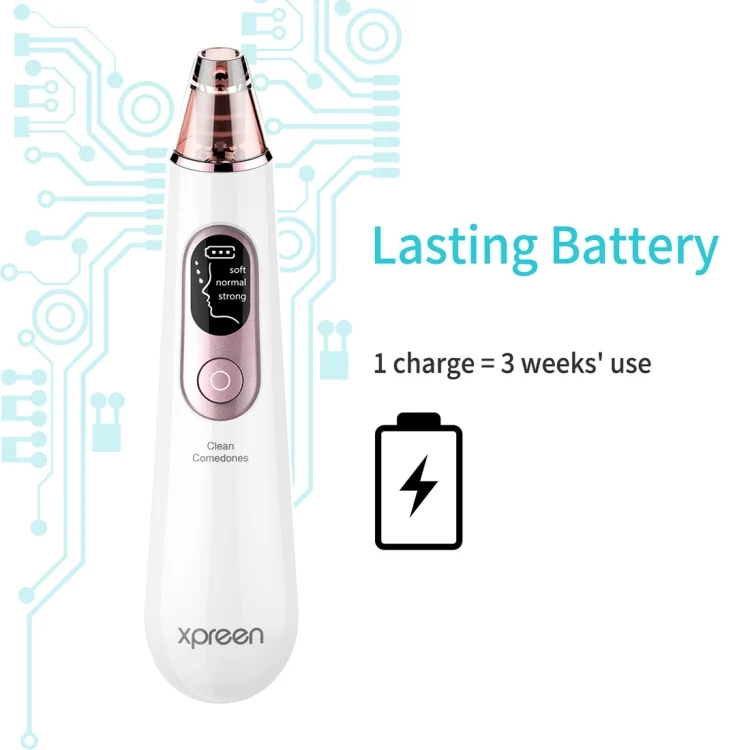 HCB0776_7.webp Xpreen Rechargeable Pore Cleanser Home Facial Beauty Device with LED Screen & 4 Probes - Image 8