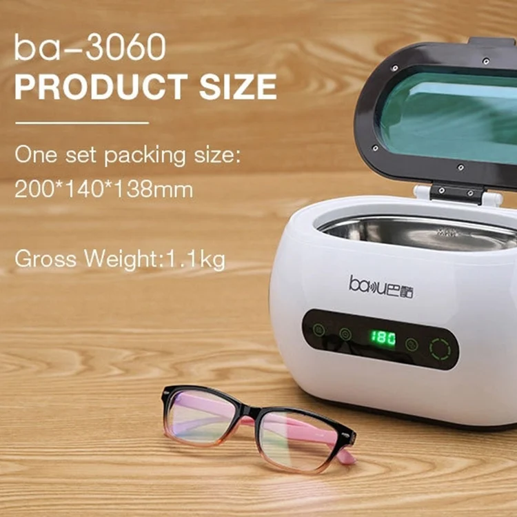 HCB0816DW_5.webp baku BA-3060 110V Household Glasses Jewelry Cleaning Tools Ultrasonic Cleaning Machine, US Plug - Image 6