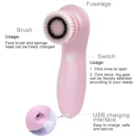3 in 1 USB Charging Electronic Cleaning Face Beauty Instrument Pores Nose Blackhead Facial Cleansing Brush - Image 2