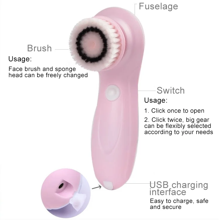 HCB1066_B1.webp 3 in 1 USB Charging Electronic Cleaning Face Beauty Instrument Pores Nose Blackhead Facial Cleansing Brush - Image 2