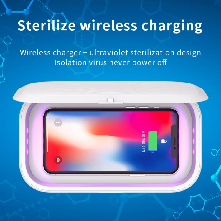 HCB1456W_2.webp RQW-168 10W Wireless Charging Sterilization Box Smartphone Sterilizer UV Light Disinfection Cleaning Box - Image 3