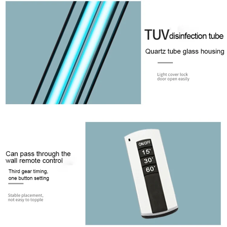 HCB2054_4.webp 38W Desktop UV Light Lamp Disinfection Anti-virus Sterilization Lamp Bar Strip with Remote Control, 3 Pin CN Plug - Image 5