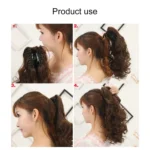 Natural Short Curly Hair Clip-on Pear Blossom Roll Horsetail Wig - Image 3