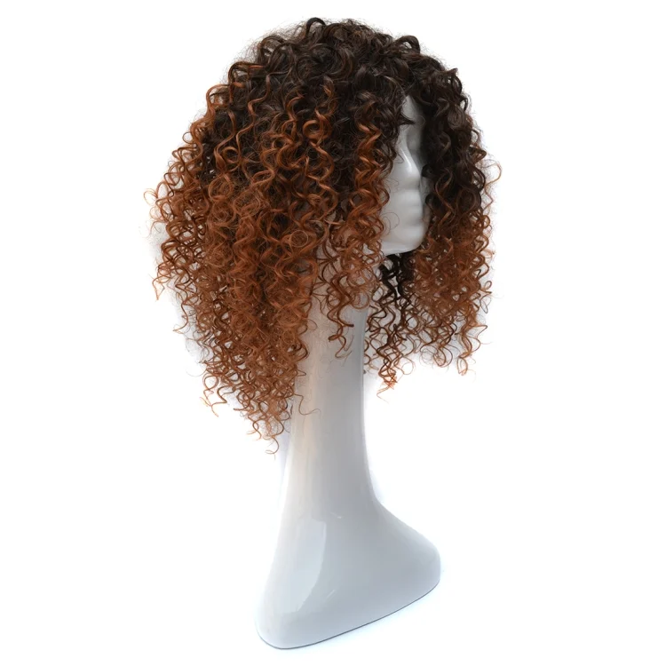 HCB25701_2.webp European and American Black Gradient Light Brown Wig Headgear with Short and Small Curly Hair for Women - Image 3