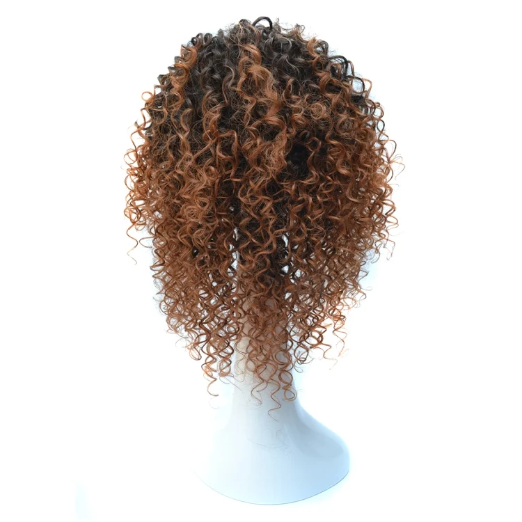 HCB25701_3.webp European and American Black Gradient Light Brown Wig Headgear with Short and Small Curly Hair for Women - Image 4