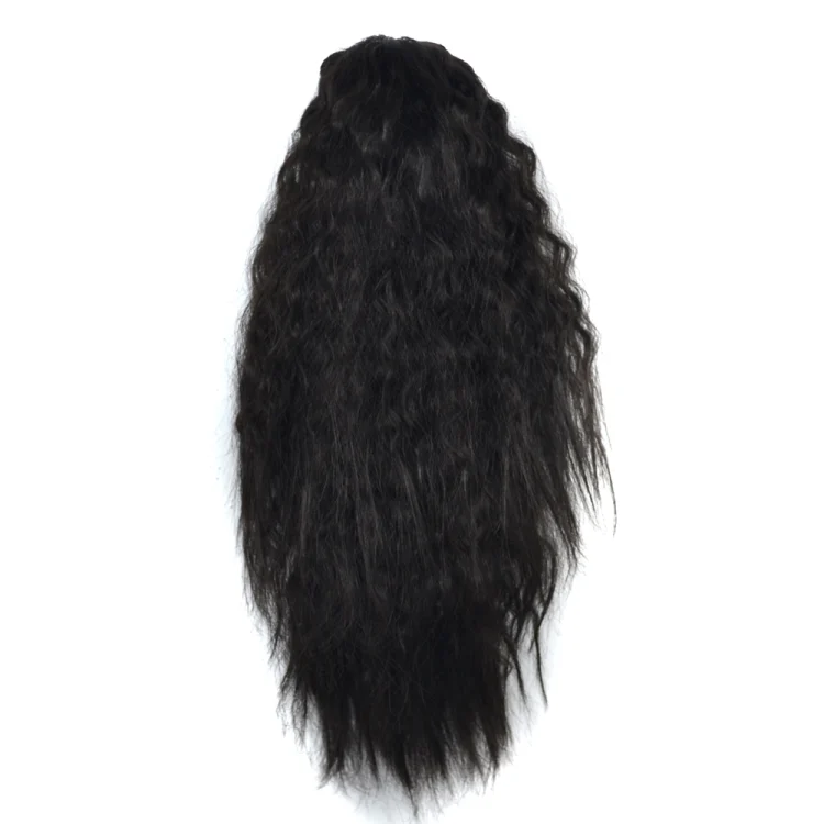 HCB2572B_1.webp Natural Retro Short Curly Hair Clip-on Corn Blanching Horsetail Wig - Image 2